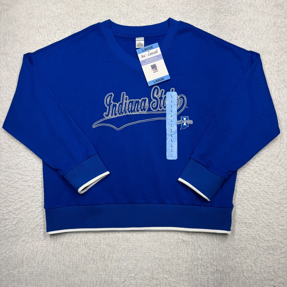 NWT Indiana State Sycamores NCAA Sweatshirt Blue Women's Size Large